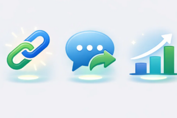 Three modern icons representing email clicks, replies, and consistent growth metrics for email marketing performance.