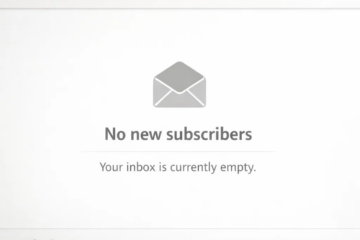 Empty inbox showing zero new subscribers and messages representing lack of email list growth